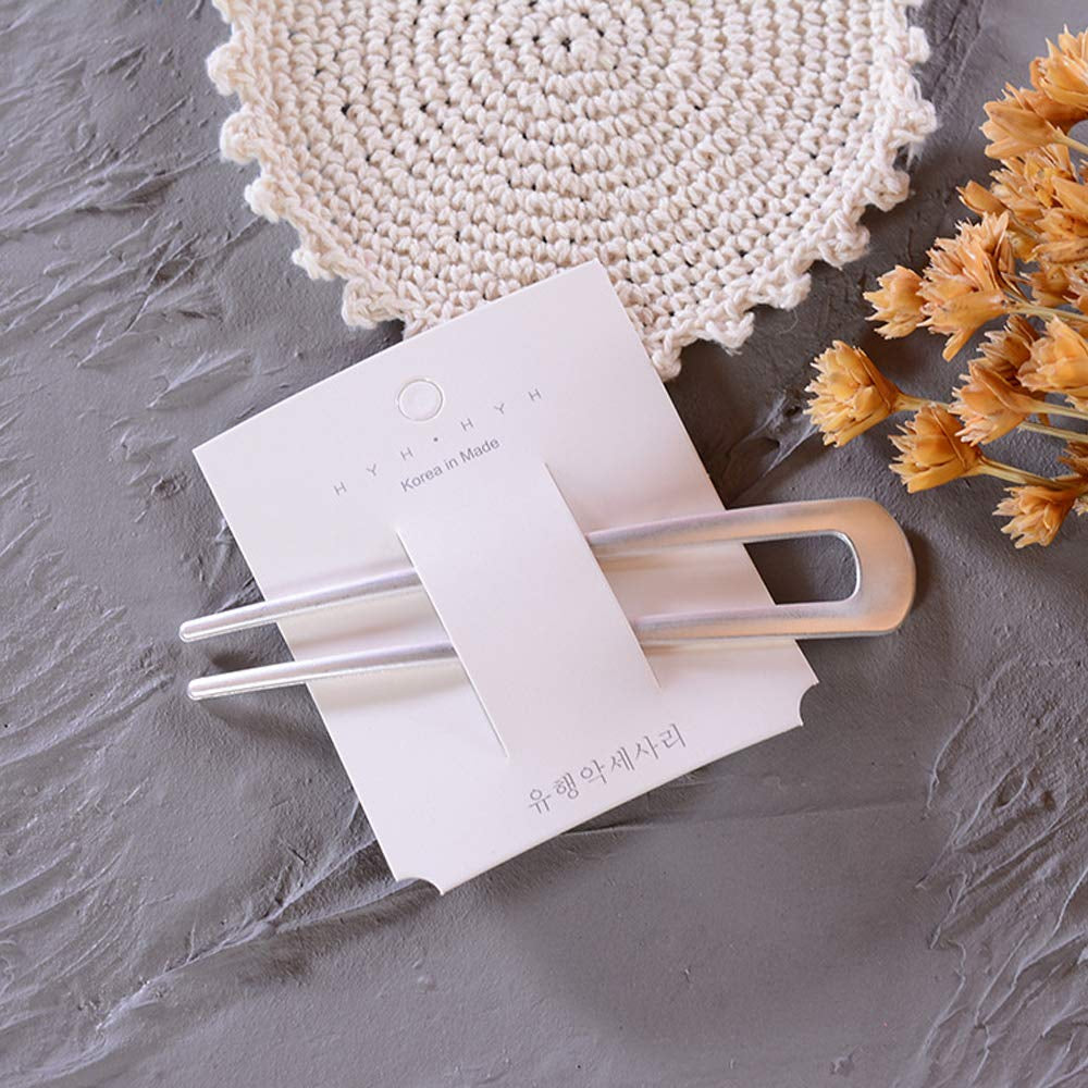 [2 Pack]  U-Shape Hairpins, Bride Hair Accessories Hair Pins Clip Vintage Hair Stick,Hairstyle Chignon for Women Girls-Silver