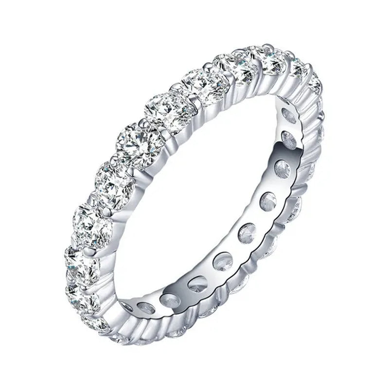 New Design Rings Silver Jewelry Custom Jewelry 925 Sterling Silver Cz Antique Eternity Ring Inlay Cubic Zirconia Unique Shaped Ring for Women Wedding Band