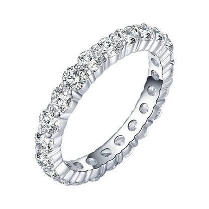New Design Rings Silver Jewelry Custom Jewelry 925 Sterling Silver Cz Antique Eternity Ring Inlay Cubic Zirconia Unique Shaped Ring for Women Wedding Band