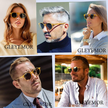 Vintage Polarized Sunglasses for Men round Sunglasses UV400 Protection Retro Hand-Crafted Acetate Frame
