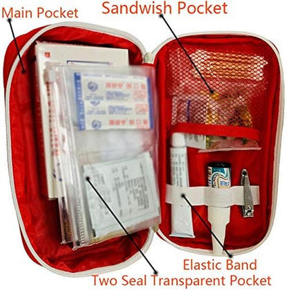 Red First Aid Bag Empty, First Aid Kit Empty Small Mini First Aid Kits Emergency Hiking Backpacking Camping Travel