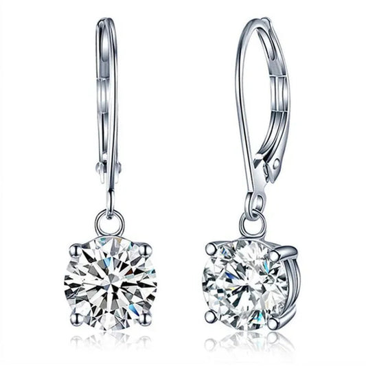 Fashion Jewellery 925 Sterling Silver Diamond Glistening White Sapphire Earrings
