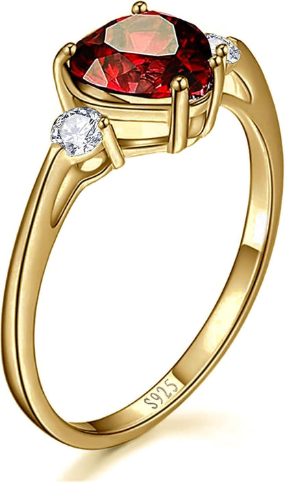 2.25Ct Created Gemstone Ring for Women 925 Sterling Silver Heart Cut 8 * 8Mm Cubic Zirconia Birthstone Ring for Engagement Anniversary Size 5-10