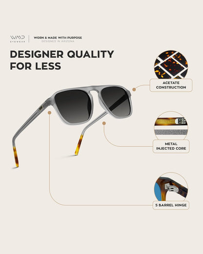 Polarized Aviator One-Bridge Modern Square Mens Sunglasses