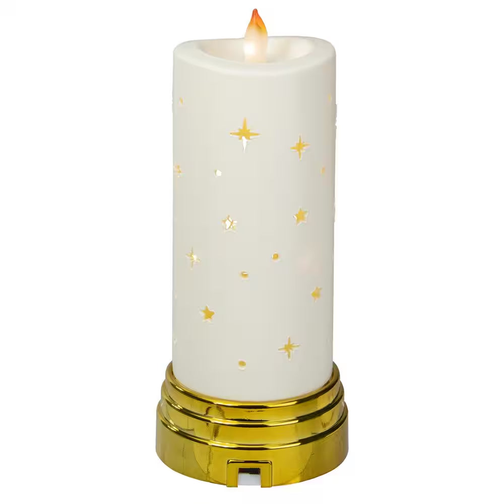 9 In. Gold and White Nativity Scene Flameless Candle