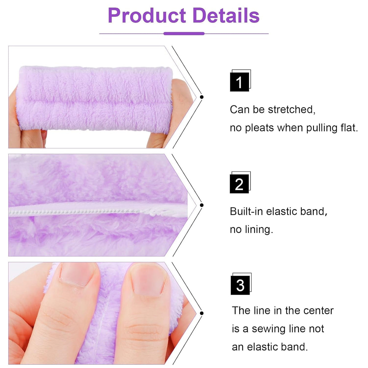 6 Pack Purple Microfiber Bow Tie Hair Band Set, Hair Accessories for Women'S Facial Care Gifts
