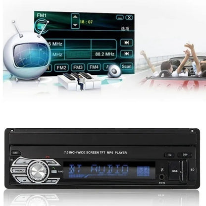 1DIN 7" HD Retractable Touch Screen Car Stereo Audio Bluetooth Car Radio Support Bluetooth/Usb/Aux/Fm/Am Mirrorlink+ SWC+ Rearview Camera (Optional)