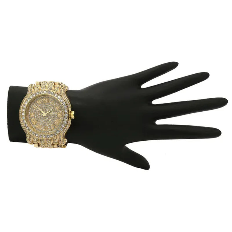 Mens 14K Gold Plated ICED Cz Micropave Earring Stud Round w/ Fully CZ Watch