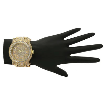 Mens 14K Gold Plated ICED Cz Micropave Earring Stud Round w/ Fully CZ Watch
