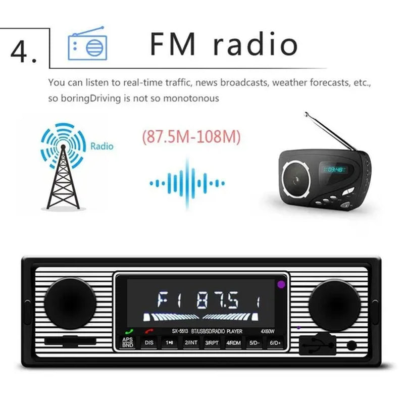 UNITOPSCI 12V Bluetooth Car Radio Player Stereo FM MP3 USB SD AUX Audio Auto Electronics Autoradio 1 DIN Oto Teypleri Radio Para Carro