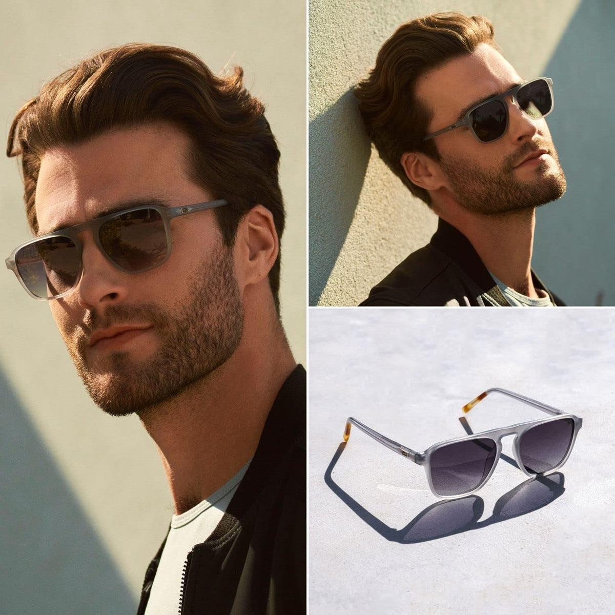 Polarized Aviator One-Bridge Modern Square Mens Sunglasses