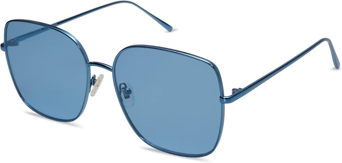 Trendy Oversized Square Metal Frame Sunglasses for Women Men Flat Mirrored Lens UV Protection Sunglasses SJ1146