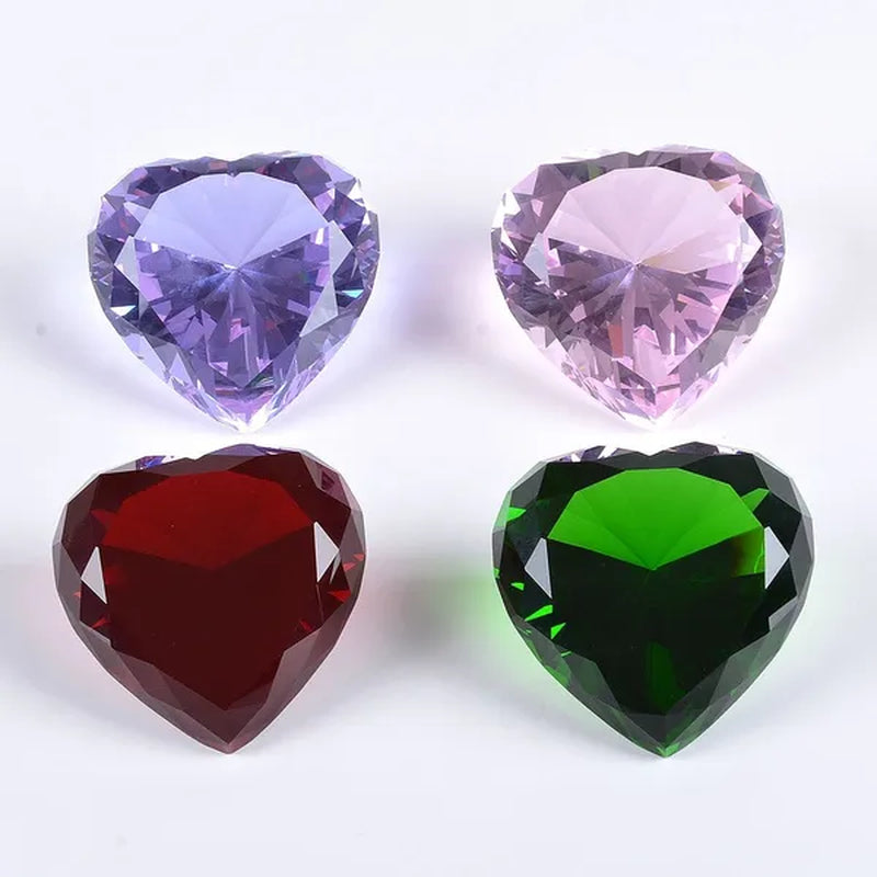 Heart Shape 80mm Crystal Diamond Paperweight  Art Glass Figurine Home Wedding Decor Collectible Gift Souvenir