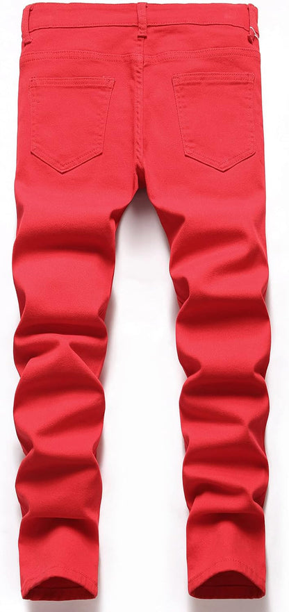Boy'S Skinny Fit Ripped Destroyed Distressed Stretch Slim Jeans Pants