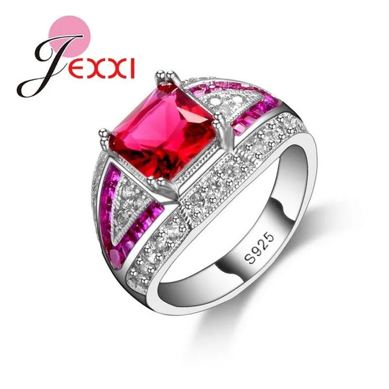 Fashion Elegant Anniversary Rings For Lady Rose CZ  925 Sterling Silver Wedding Engagement Ring Jewelry Gift