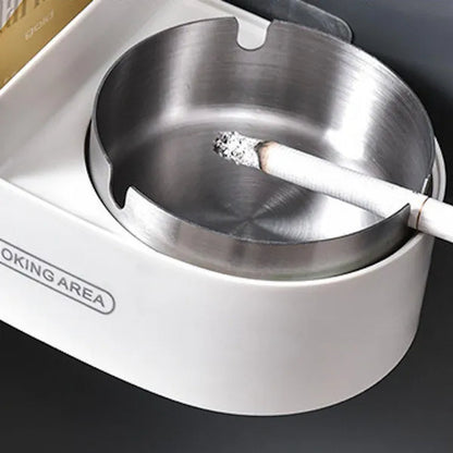 Stainless steel wall-mounted ashtray with lid,cigarette Storage Rack Creative Bathroom Wall Stainless Steel Ashtray