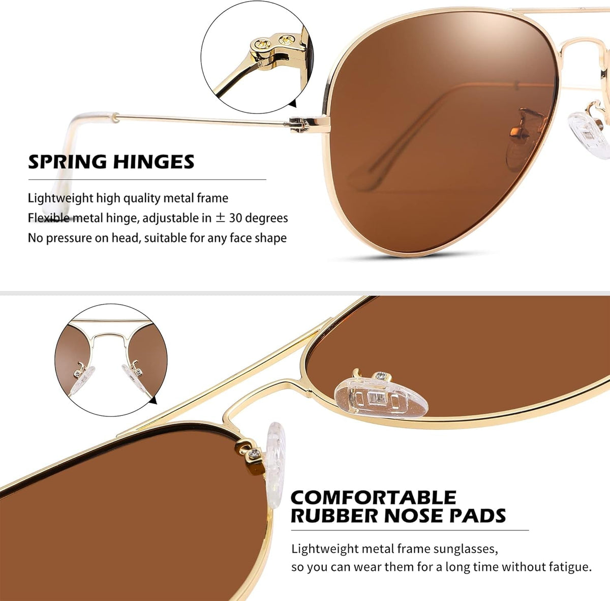 Aviator Sunglasses for Men Women Classic Polarized UV400 Protection