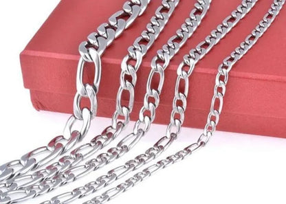 Wholesale High Quality 925 Sterling Silver Fashion Jewelry 2MM/4MM/6MM/8MM Women Men 925 Solid Silver Figaro Chain Necklace 16/18/20/22/24/26/28/30 Inches