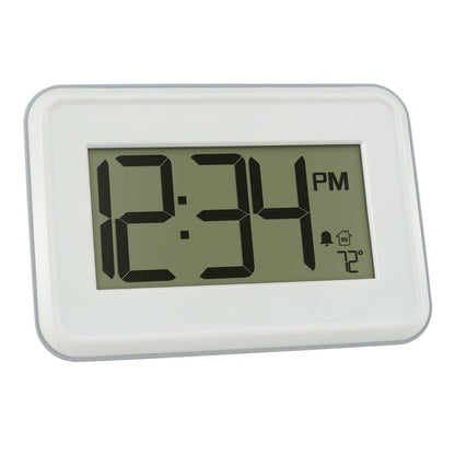 Digital White Wall Clock with Temperature and Countdown Timer
