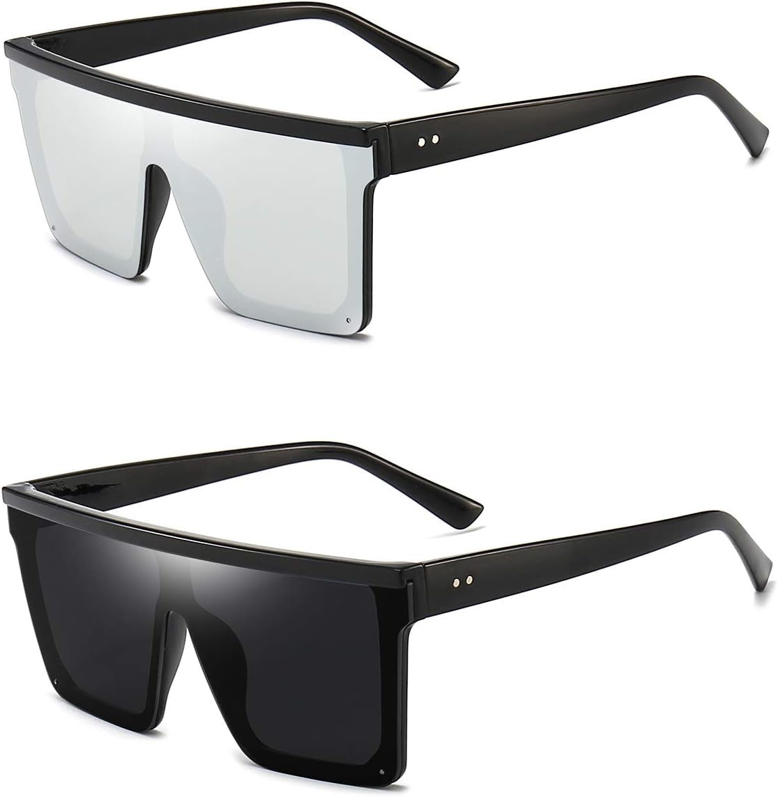 Square Oversized Sunglasses for Women Men Fashion Flat Top Big Black Frame Shades