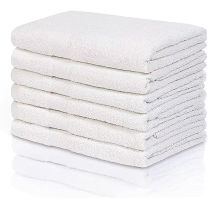 6-Piece White Highly Absorbent Cotton Quick Drying Bath Towel Set