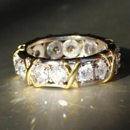 Luxurious  Silver Glod Filled Natural Gemstones White Sapphire Wedding Birthstone Bride Flower Engagement Ellipse Ring Jewelry Size 6 7 8 9 10