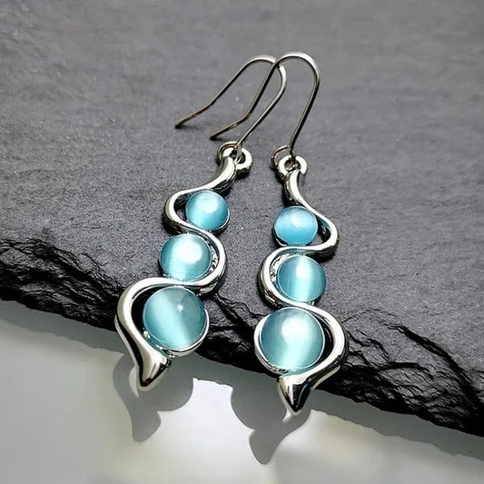 Blue Moonstone Dangle Earrings Sapphire Drop Earrings Fashion Jewelry Sapphire Inlay Zircon Earrings for Women Anniversary Gift Engagement Party Hoop Earrings  Earrings