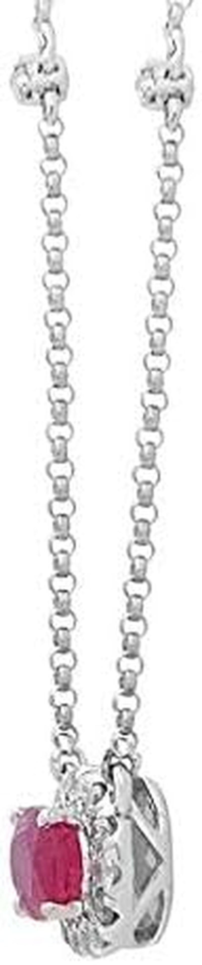14K White Gold Natural Diamond (I1,I2) & Genuine Ruby Pendant for Women