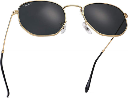 Small Square Sunglasses for Women Men 100% Real Glass Lens Hexagonal Frame