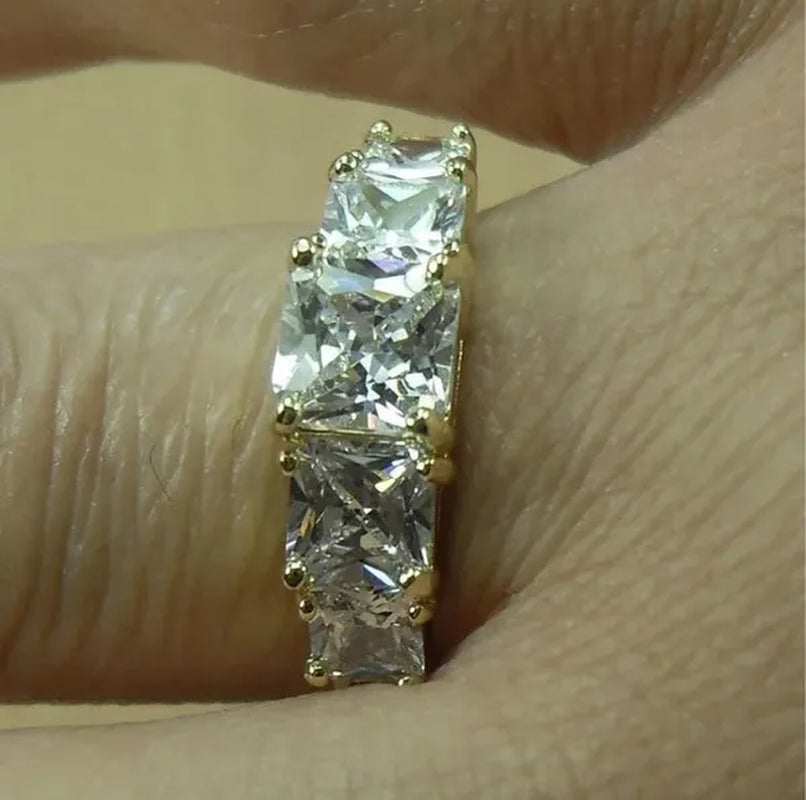 Natural 3.28CT White Diamond 14K Yellow Gold Wedding Ring Size 6-10