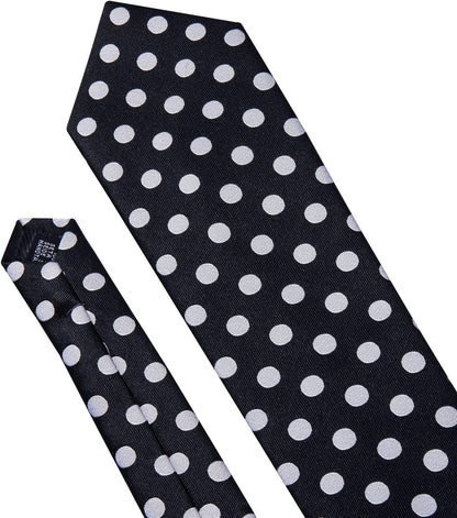 Men'S Tie Set Polka Dot Handkerchief Cufflinks Plaid Fashion Neckties Wedding Business