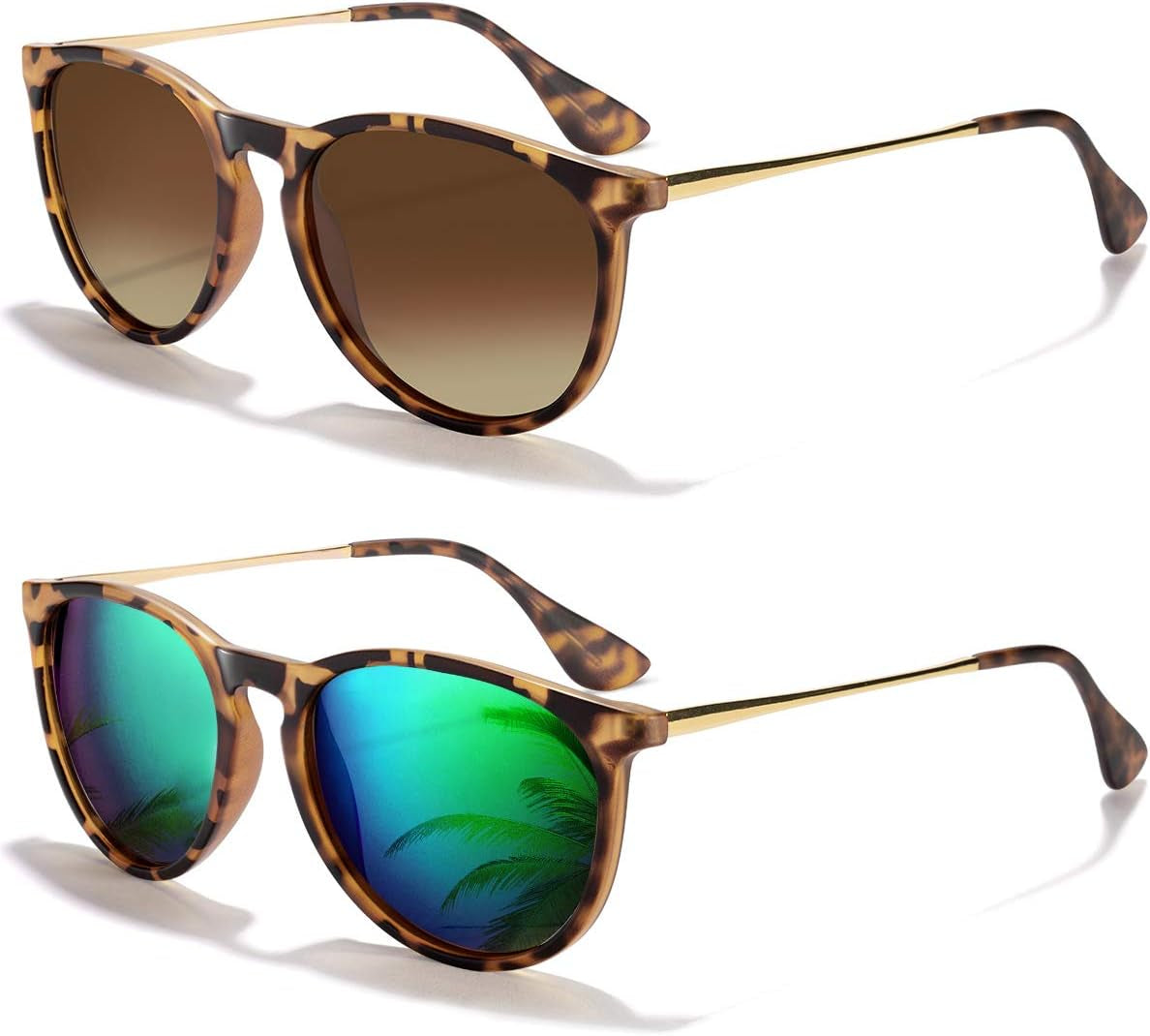Sunglasses Womens Men Polarized UV Protection Trendy Vintage Retro Round Mirrored Lens Sunglasses For Women