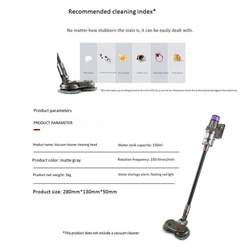 Electric Wet Dry Mopping Head for Dyson V7 V8 V10 V11 V15 Replaceable Parts with Water Tank Mop Head Mop Pads Water Cup