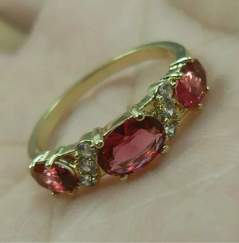 4-Color Natural 2.32CT Sapphire/Ruby/Alexandrite/Emerald Diamond 14K Yellow Gold Wedding Ring Size 6-11