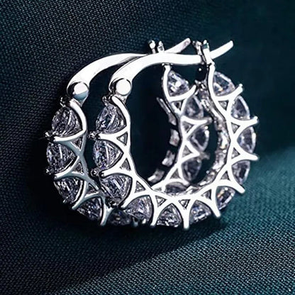 Exquisite Cubic Zirconia Hoop Earrings for Women Elegant Bridal Wedding Gold Earrings Jewelry Gift