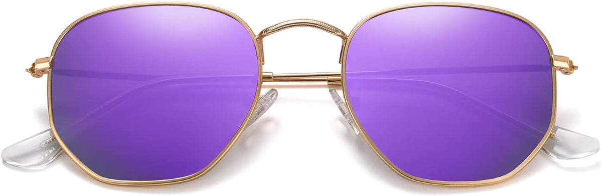 Polarized Hexagon Sunglasses for Women Men Polygon Square Sun Glasses UV400 Protection Metal Frame