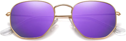 Polarized Hexagon Sunglasses for Women Men Polygon Square Sun Glasses UV400 Protection Metal Frame