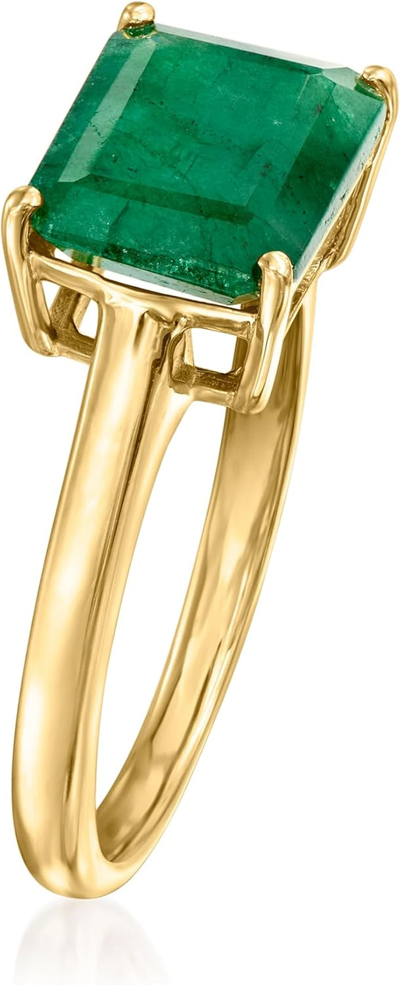 2.70 Carat Emerald Ring in 18Kt Gold over Sterling. Size 9