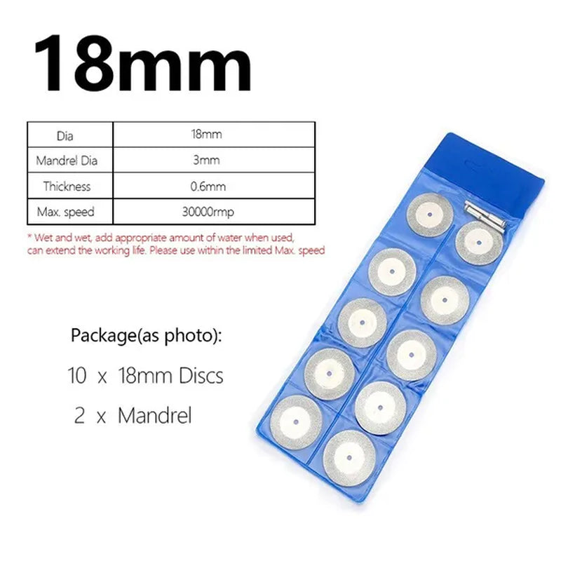 New 1 Pack  12 Pcs Hot Tool Mini Cutting Disc For Rotory Accessories Diamond Grinding Wheel Rotary Circular Saw Blade Abrasive Diamond Disc