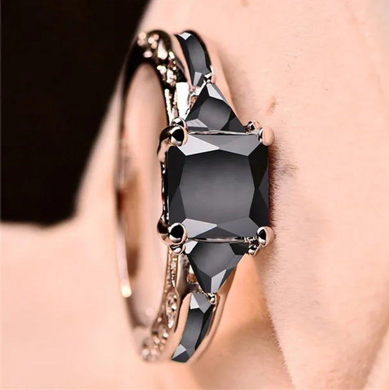 Women silver plated  Princess Cut Garnet Red Ruby Wedding Ring Party Jewelry Gifts Size 4 5 6 7 8 9 10 11