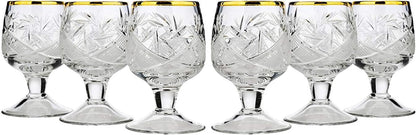 Set of 6  Glassworks, 1.7-Oz Gold Rim Vintage Russian Crystal Shot Glasses