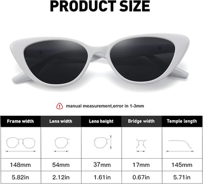 Retro Vintage Narrow Cat Eye Sunglasses for Women 90S Small Chic Style Trendy Sunnies UV400 Protection FZN7514