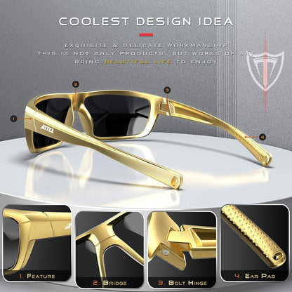 Polarized Wrap Sunglasses for Men - Fishing Sports Glasses UV Protection
