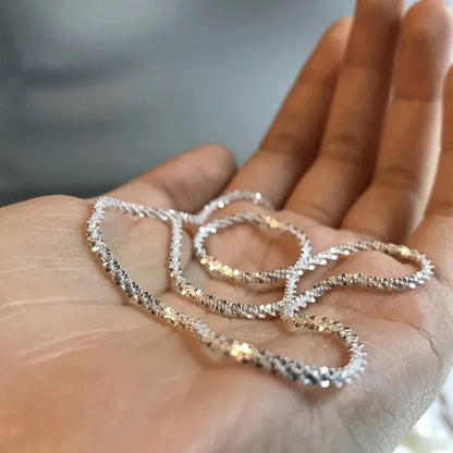 Shiny sparkling glitter clavicle chain  silver necklace brand new fashion sterling silver necklace chain