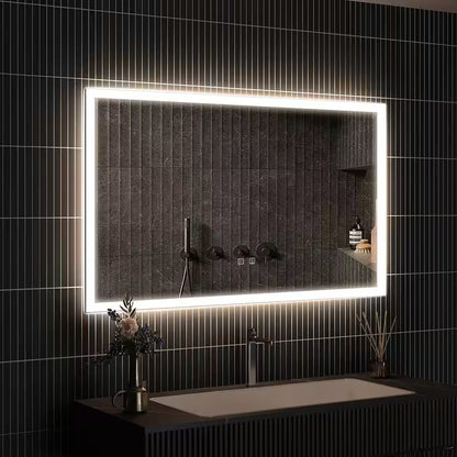 36 In. W X 30 In. H Rectangular Frameless LED Light with 3-Color and Anti-Fog Wall Mounted Bathroom Vanity Mirror