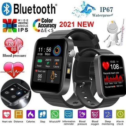 2021 NEW Smart Watch Bluetooth Watch Body Temperature Blood Pressure Blood Oxygen Monitor Wristband Fitness Tracker Bracelet Heart Rate Monitor Smartwatch 1.54" Large Screen with Flashlight PK DZ09 Apple Watch Series 6 5 4 Galaxy Watch Active