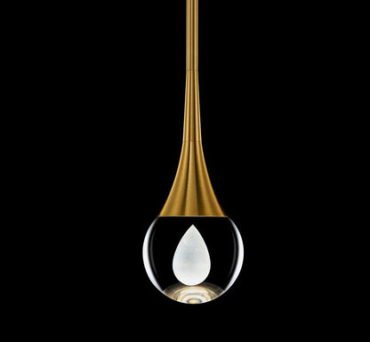 Pendant Light Fixtures 1-Light Mini Pendant Lighting for Kitchen，Gold Globe Pendant LED Light Fixture，Teardrop Crystal Pendant Light for Bedroom Dining Room Bar