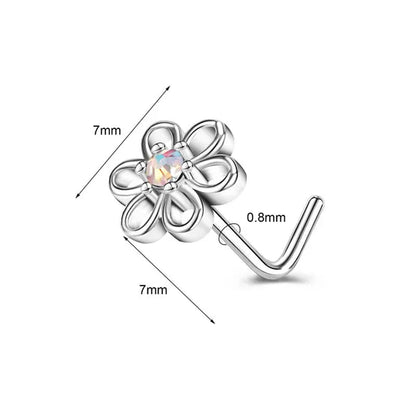 5/6Pcs 20G Nose Rings Stud L Shape Nose Rings Cubic Zirconia Butterfly Flower Eye Moon Heart Shape Nose Studs Piercing Jewelry for Women Men