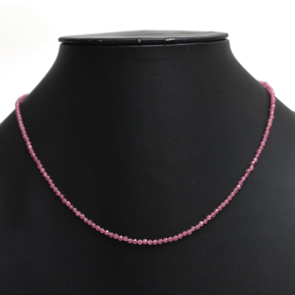 Gempires Pink Tourmaline Beaded Necklace Pink Crystal Gemstone Jewelry Hypoallergenic 18 Inch Silver Plated Handmade October Birthstone Necklace for Women