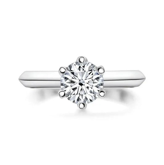 18k White Gold 2Ct Round Cut Moissanite Solitaire Six Claw Diamond Engagement Wedding Ring Jewelry Gifts Size 6-10 with Certified